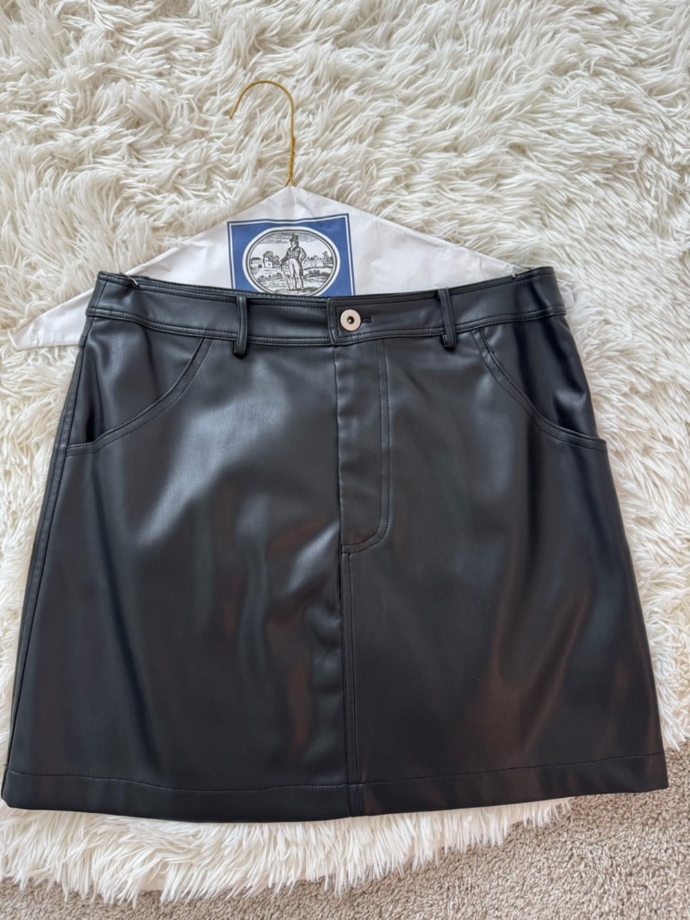 Astr Black Faux Leather Mini Skirt with Front Pockets